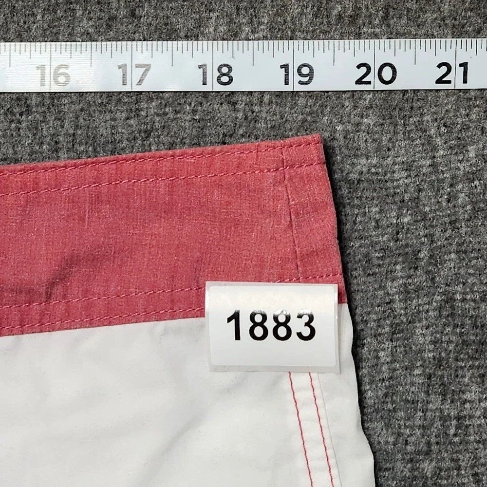 Paradise City Mens Board Shorts Red White Blue Stripe Size 38 Swim Trunks